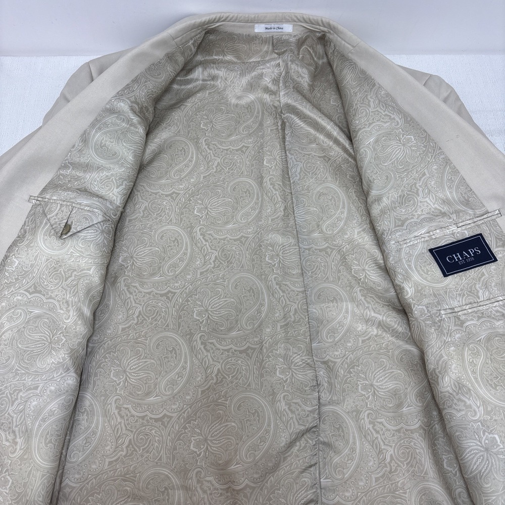 Chaps 48R Mens Cream 2 Button Blazer Sport Coat Jacket Subtle Stripes EUC‎ - Picture 4 of 13